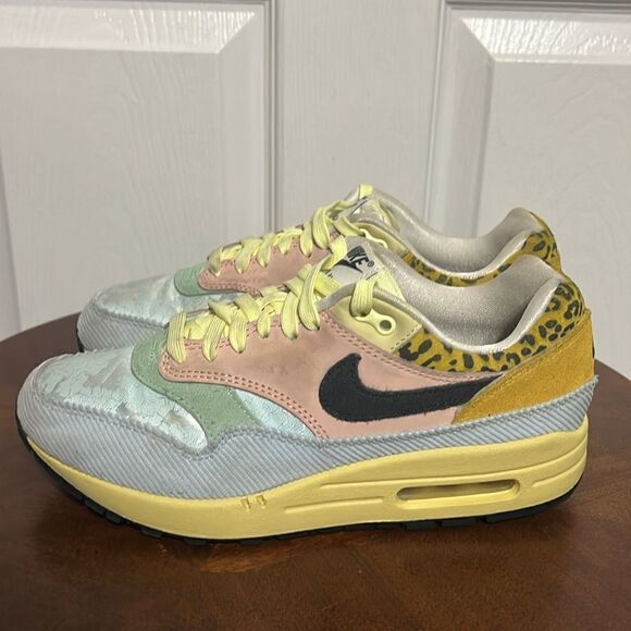 🔥🔥 NIKE Air Max 1 'Spring Mix' Size 8 Teal Tint / Lemon Wash Running Sneakers - Picture 7 of 16